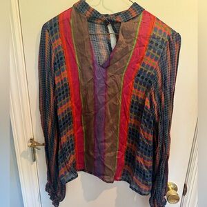 Anthropologie Conditions Apply Multicolor Striped Blouse, Small